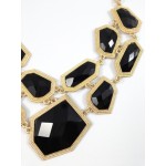 Obsidian Faceted Stone Fragments Statement Necklace